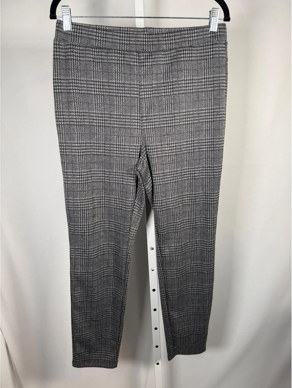 Halara Flex High Waisted Houndstooth Plaid Skinny Pants Charcoal Black Size L